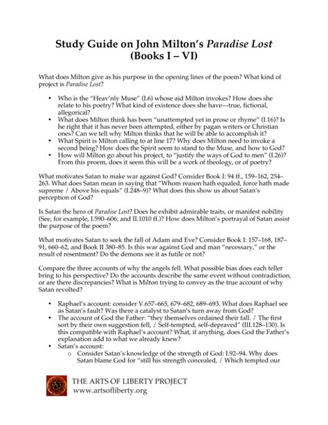 Paradise Lost: Study Guide .